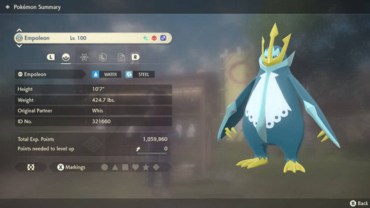 Pokemon Legends Arceus Shiny Alpha Empoleon Max Effort Levels 6IV-EV Trained - Pokemon4Ever