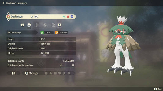 Pokemon Legends: Arceus Shiny Alpha Hisuian Decidueye Max Effort Levels 6IV-EV Trained - Pokemon4Ever
