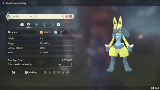 Pokemon Legends: Arceus Shiny Alpha Lucario Max Effort Levels 6IV-EV Trained - Pokemon4Ever