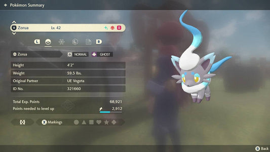 Pokemon Legends: Arceus Shiny Alpha Hisuian Zorua Max Effort Levels 6IV-EV Trained - Pokemon4Ever