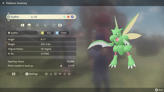 Pokemon Legends: Arceus Shiny Alpha Scyther Max Effort Levels 6IV-EV Trained - Pokemon4Ever