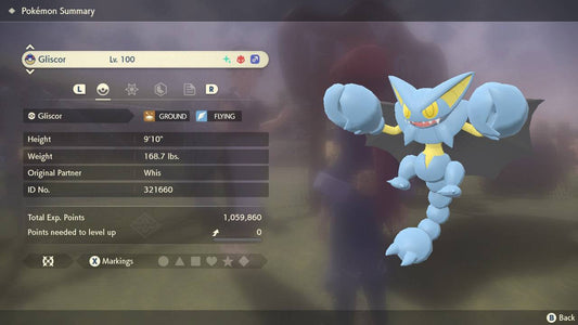 Pokemon Legends: Arceus Shiny Alpha Gliscor Max Effort Levels 6IV-EV Trained - Pokemon4Ever