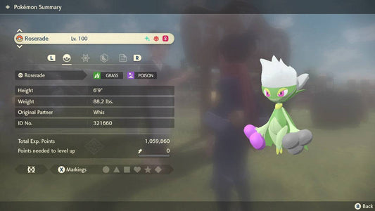 Pokemon Legends: Arceus Shiny Alpha Roserade Max Effort Levels 6IV-EV Trained - Pokemon4Ever