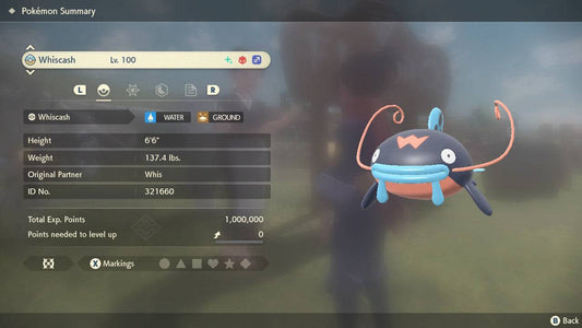 Pokemon Legends: Arceus Shiny Alpha Whiscash Max Effort Levels 6IV-EV Trained - Pokemon4Ever