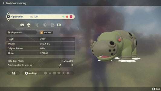 Pokemon Legends: Arceus Shiny Alpha Hippowdon Max Effort Levels 6IV-EV Trained - Pokemon4Ever