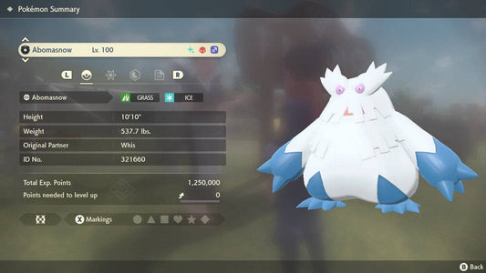 Pokemon Legends Arceus Shiny Alpha Abomasnow Max Effort Levels 6IV-EV Trained - Pokemon4Ever