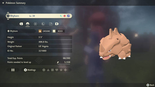 Pokemon Legends: Arceus Shiny Alpha Rhyhorn Max Effort Levels 6IV-EV Trained - Pokemon4Ever