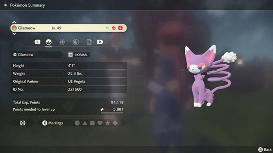 Pokemon Legends: Arceus Shiny Alpha Glameow Max Effort Levels 6IV-EV Trained - Pokemon4Ever