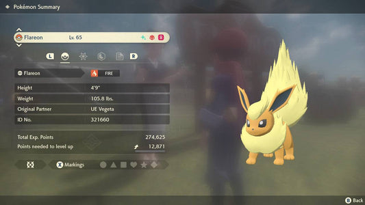 Pokemon Legends Arceus Shiny Alpha Flareon Max Effort Levels 6IV-EV Trained - Pokemon4Ever