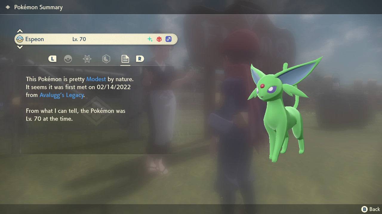 Pokemon Legends Arceus Shiny Alpha Espeon Max Effort Levels 6IV-EV Trained - Pokemon4Ever