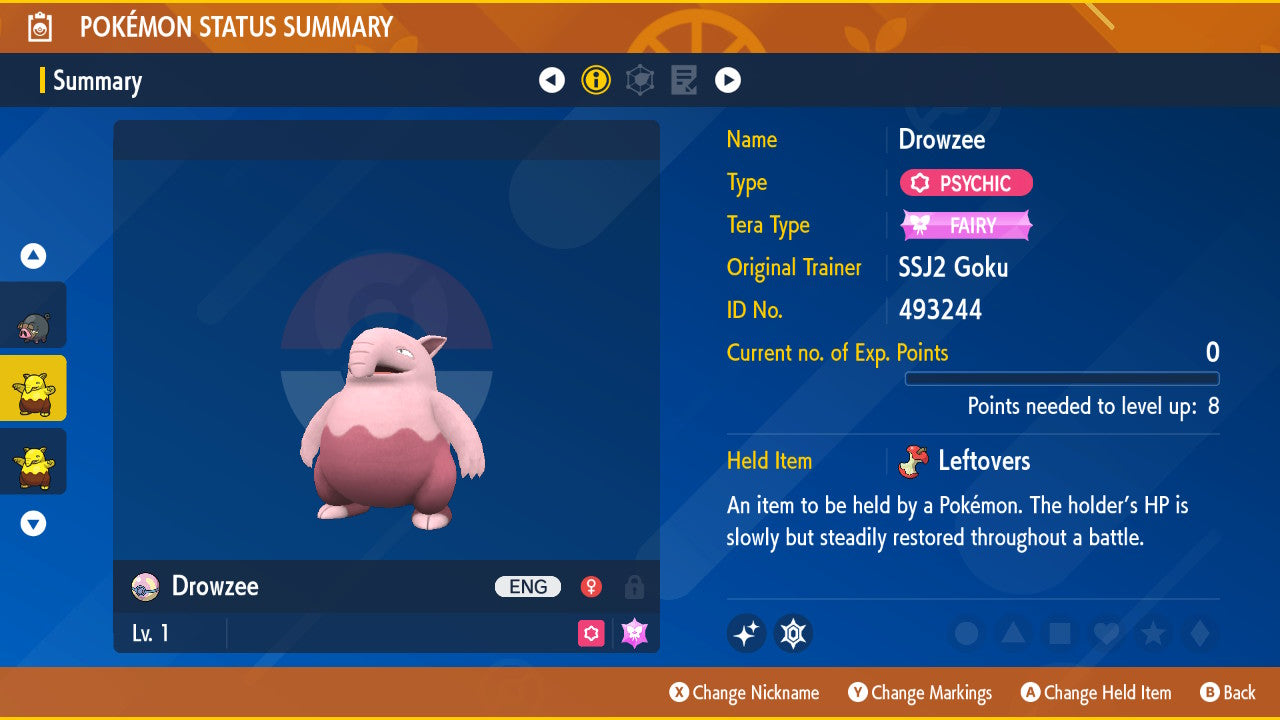 Pokemon Scarlet and Violet Shiny Drowzee 6IV-EV Trained - Pokemon4Ever