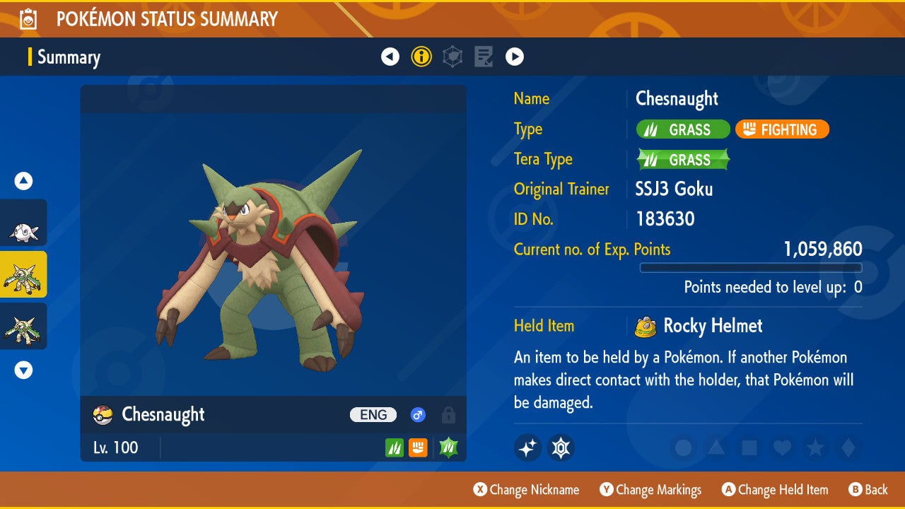 Pokemon Scarlet and Violet Shiny Chesnaught 6IV-EV Trained - Pokemon4Ever