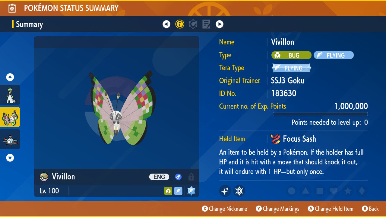 Pokemon Scarlet and Violet Shiny Vivillon 6IV-EV Trained - Pokemon4Ever