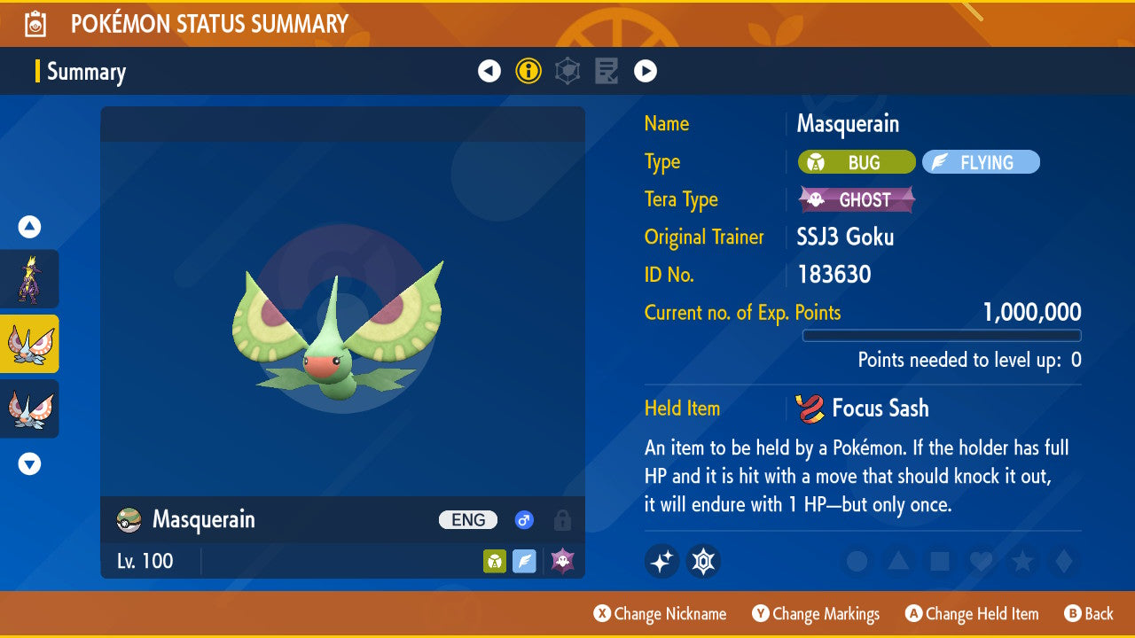 Pokemon Scarlet and Violet Shiny Masquerain 6IV-EV Trained - Pokemon4Ever