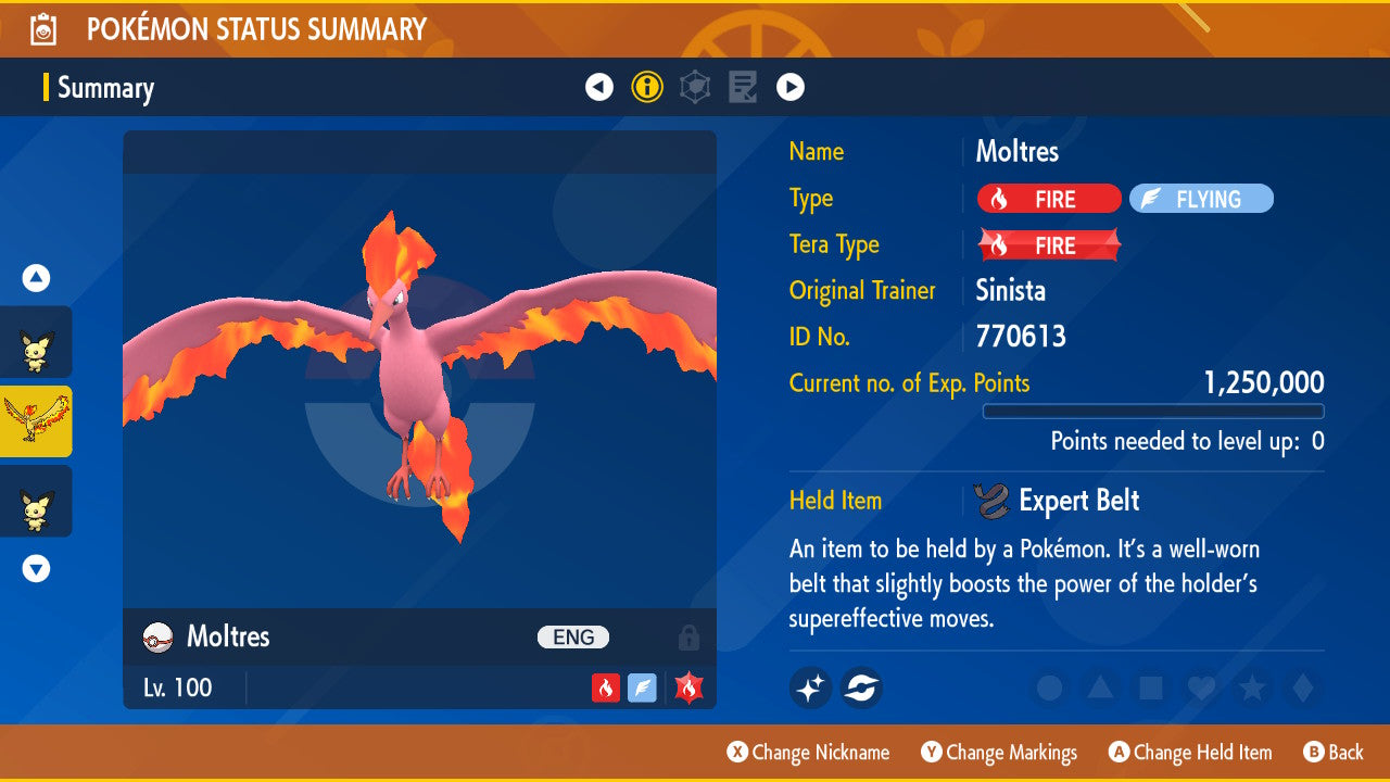 Pokemon Scarlet and Violet Shiny Moltres 6IV-EV Trained – Pokemon4Ever
