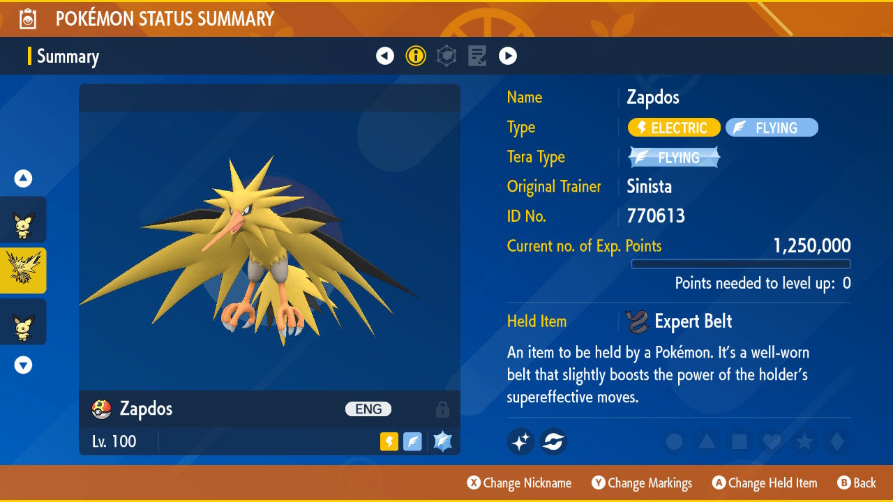 Pokemon Scarlet and Violet Shiny Zapdos 6IV-EV Trained - Pokemon4Ever