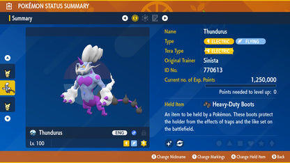 Pokemon Scarlet and Violet Shiny Thundurus-Therian 6IV-EV Trained - Pokemon4Ever