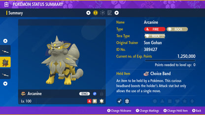 Pokemon Scarlet and Violet Shiny Hisuian Arcanine 6IV-EV Trained - Pokemon4Ever