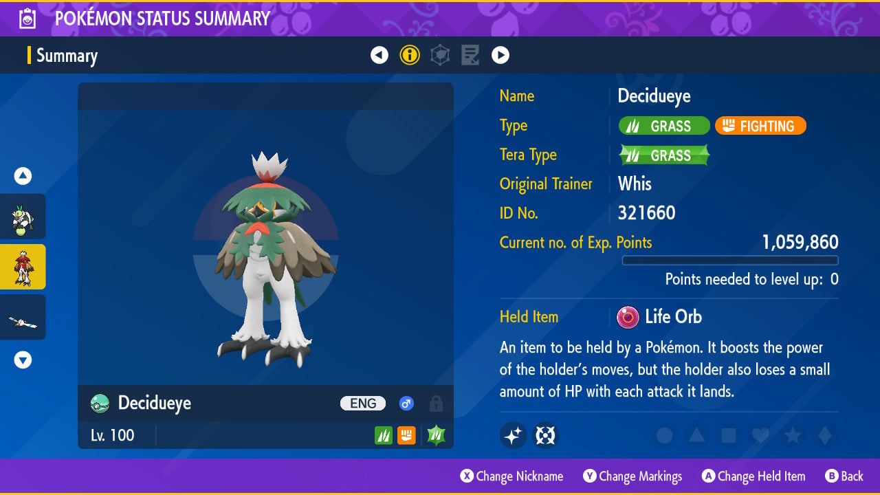 Pokemon Scarlet and Violet Shiny Hisuian Decidueye 6IV-EV Trained - Pokemon4Ever