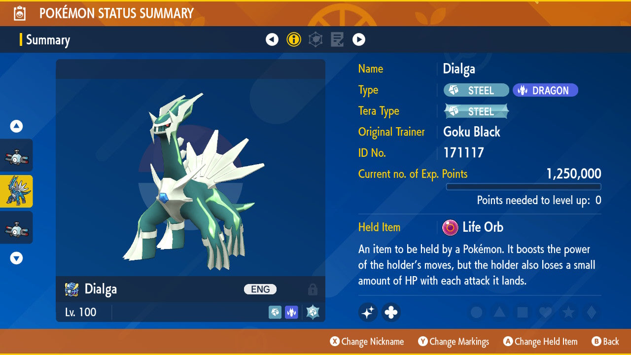 Pokemon Scarlet and Violet Shiny Dialga 6IV-EV Trained - Pokemon4Ever