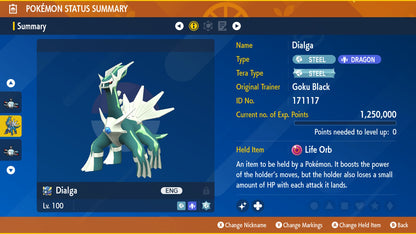 Pokemon Scarlet and Violet Shiny Dialga 6IV-EV Trained - Pokemon4Ever