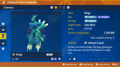 Pokemon Scarlet and Violet Shiny Dialga-Origin Form 6IV-EV Trained - Pokemon4Ever