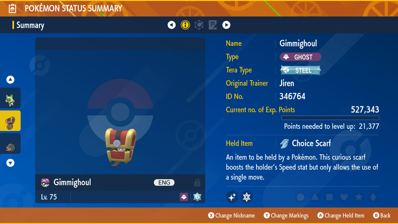Pokemon Scarlet and Violet Shiny Gimmighoul 6IV-EV Trained - Pokemon4Ever
