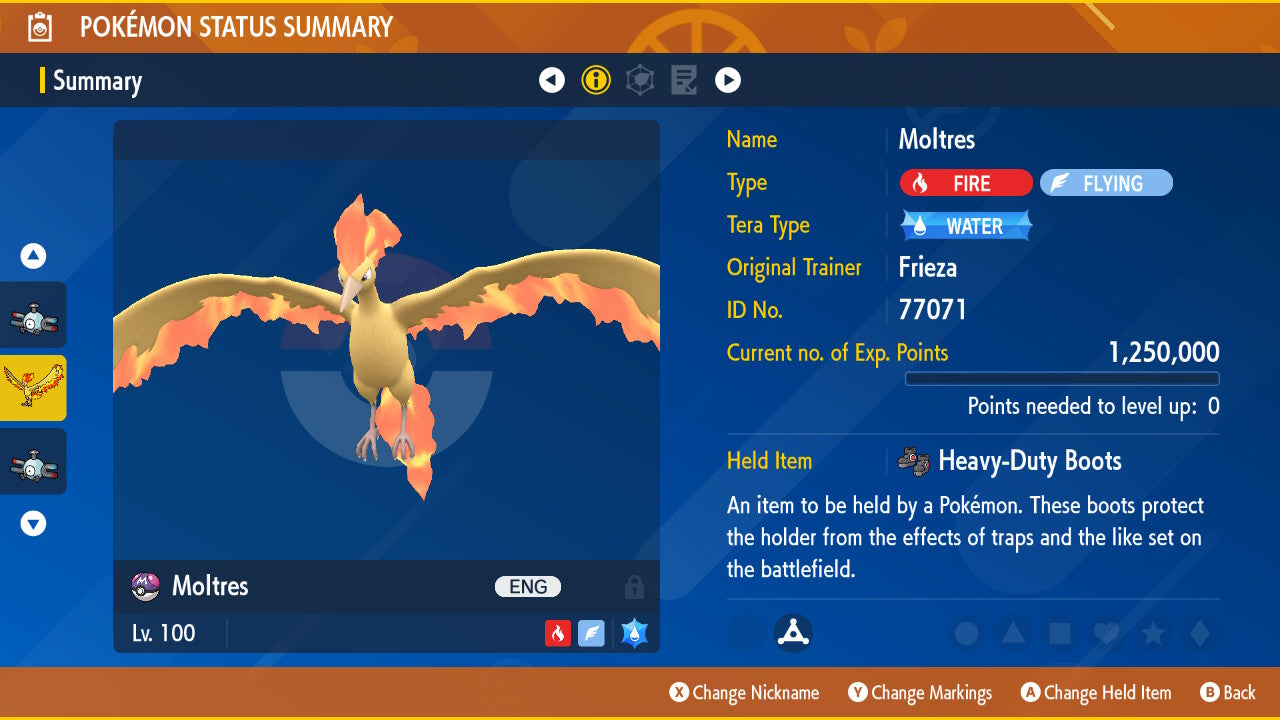 Pokemon Scarlet and Violet Moltres 6IV-EV Trained - Pokemon4Ever