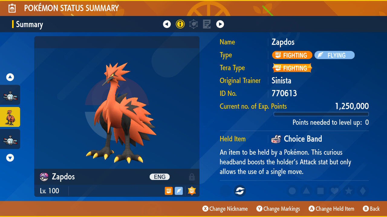 Pokemon Scarlet and Violet Galarian Zapdos 6IV-EV Trained - Pokemon4Ever