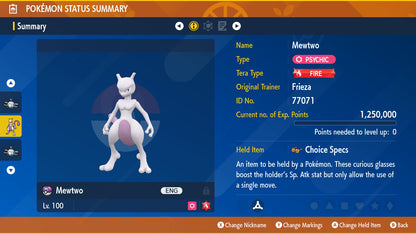 Pokemon Scarlet and Violet Mewtwo 6IV-EV Trained - Pokemon4Ever