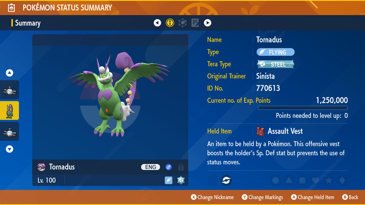 Pokemon Scarlet and Violet Tornadus-Therian 6IV-EV Trained - Pokemon4Ever