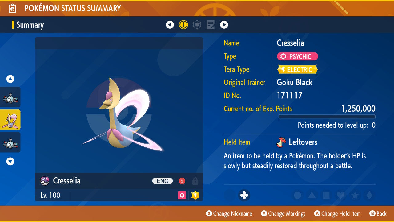 Pokemon Scarlet and Violet Cresselia 6IV-EV Trained - Pokemon4Ever