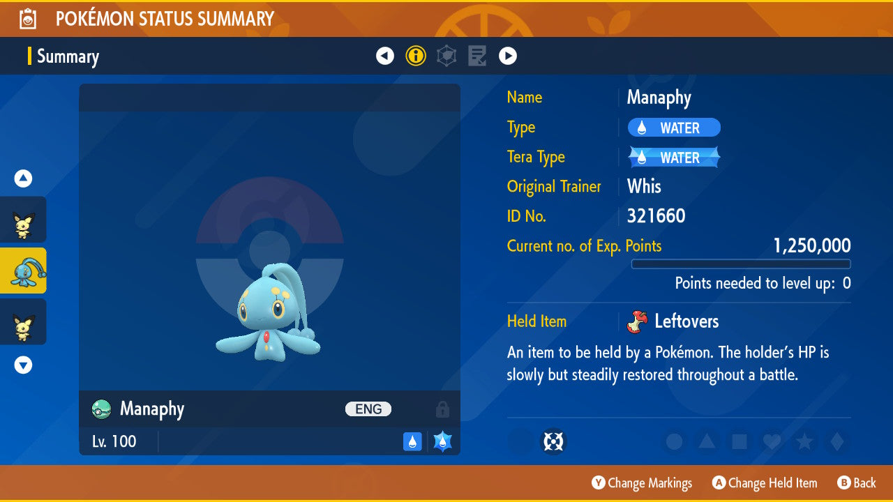 Pokemon Scarlet and Violet Manaphy 6IV-EV Trained - Pokemon4Ever