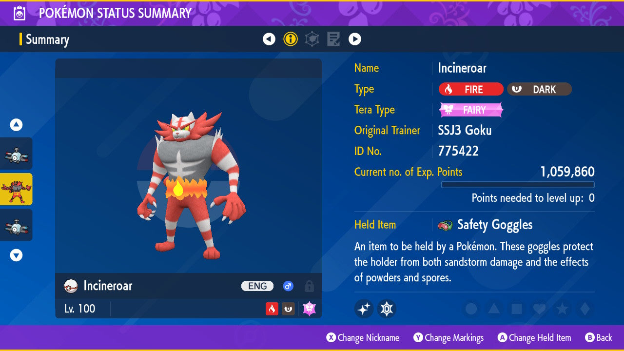 pokemon violet safety goggles Pokemon Scarlet and Violet Shiny Incineroar 6IV-EV Trained – Pokemon4Ever