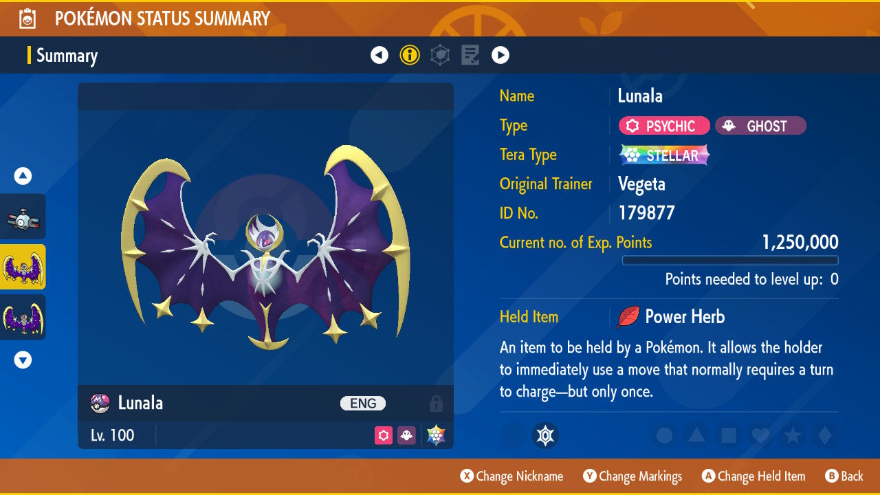 Pokemon Scarlet and Violet Lunala 6IV-EV Trained - Pokemon4Ever