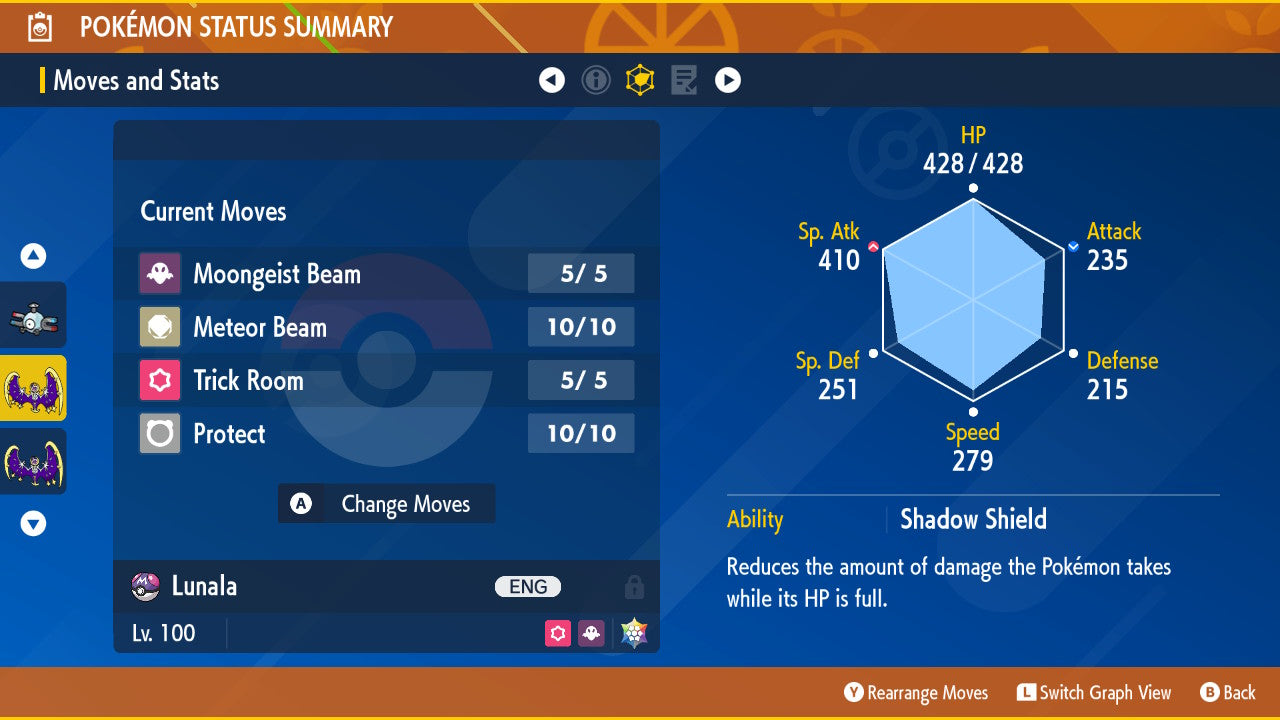 Pokémon Scarlatto E Viola - Lunala Lucida 6IV Pronto Per Lo Scambio Veloce