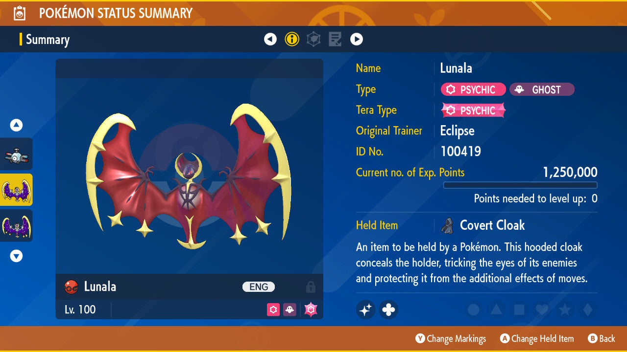 Pokemon Scarlet and Violet Shiny Lunala 6IV-EV Trained - Pokemon4Ever