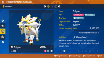 Pokemon Scarlet and Violet Solgaleo 6IV-EV Trained - Pokemon4Ever