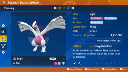 Pokemon Scarlet and Violet Shiny Lugia 6IV-EV Trained - Pokemon4Ever