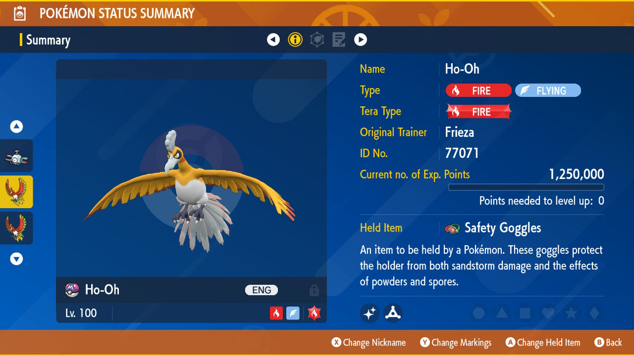 Pokemon Scarlet and Violet Shiny Ho-Oh 6IV-EV Trained - Pokemon4Ever