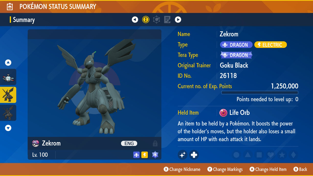 Pokemon Scarlet and Violet Shiny Zekrom 6IV-EV Trained - Pokemon4Ever