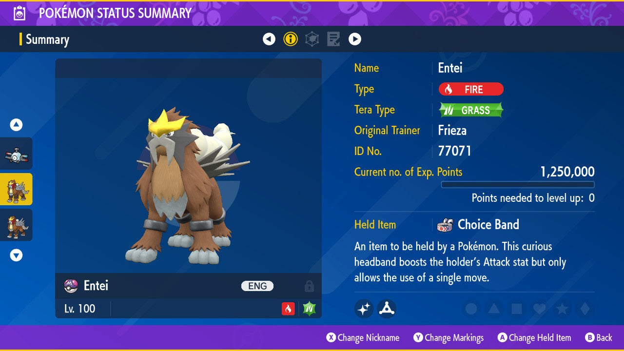 Pokemon Scarlet and Violet Shiny Entei 6IV-EV Trained - Pokemon4Ever