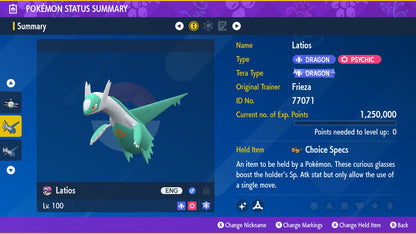 Pokemon Scarlet and Violet Shiny Latios 6IV-EV Trained - Pokemon4Ever