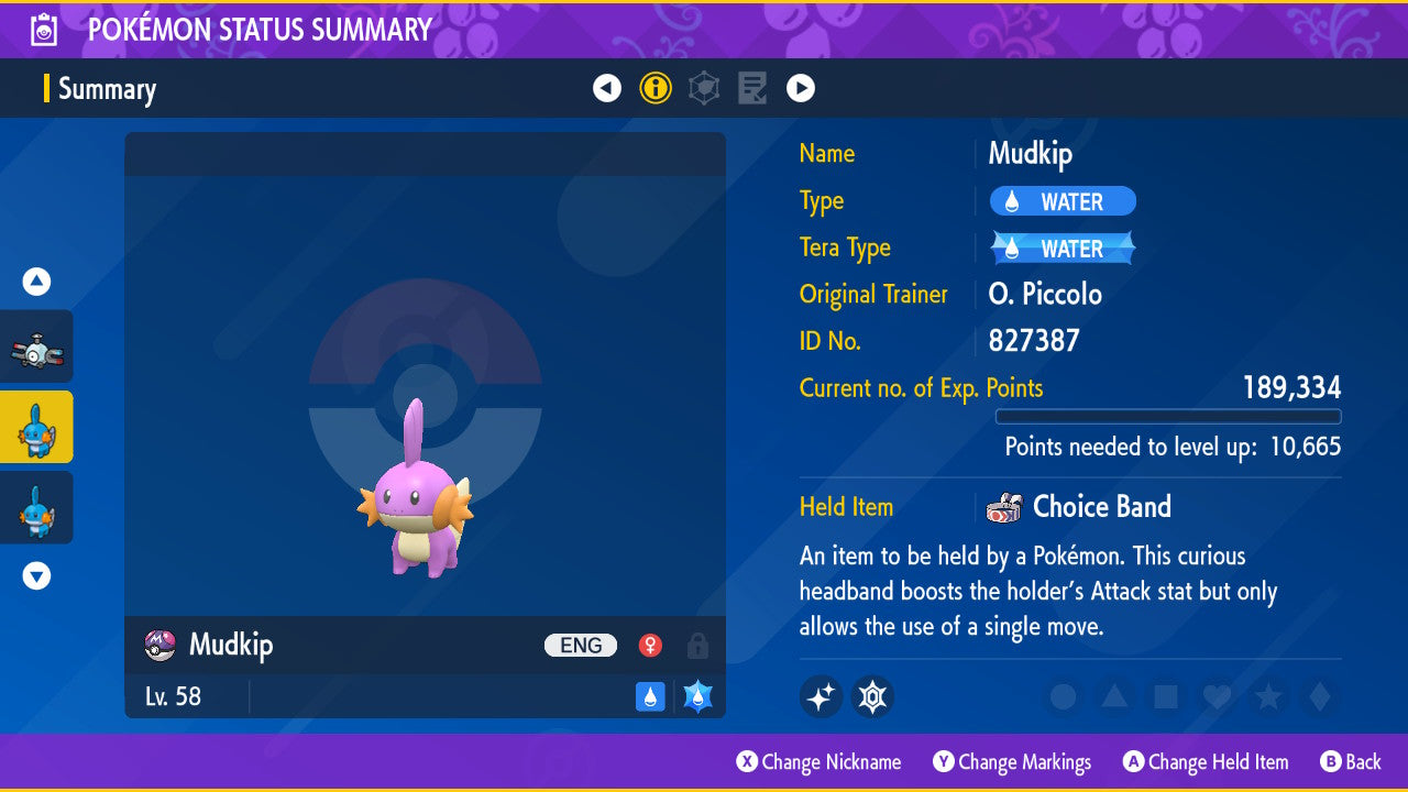 Pokemon Scarlet and Violet Marked Shiny Mudkip 6IV-EV Trained - Pokemon4Ever