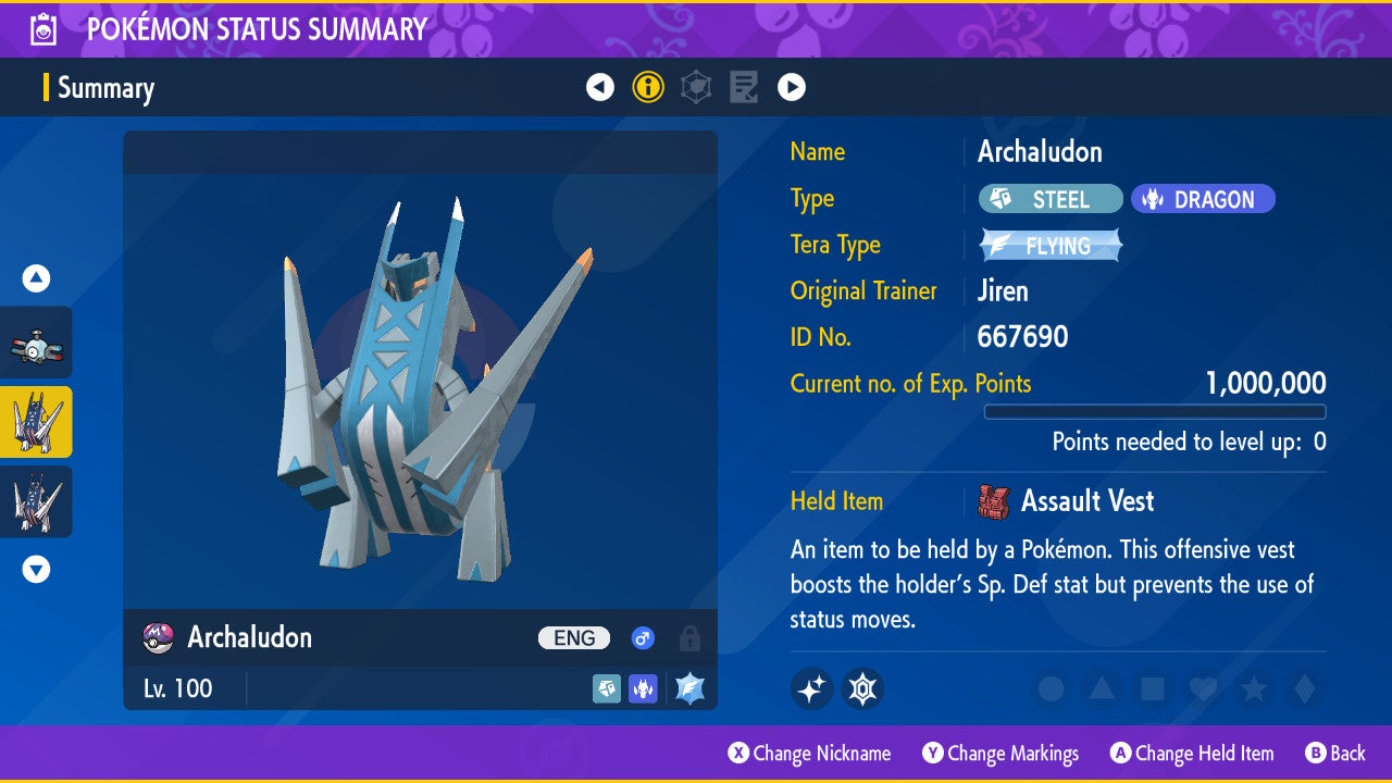 Pokemon Scarlet and Violet Marked Shiny Archaludon 6IV-EV Trained - Pokemon4Ever