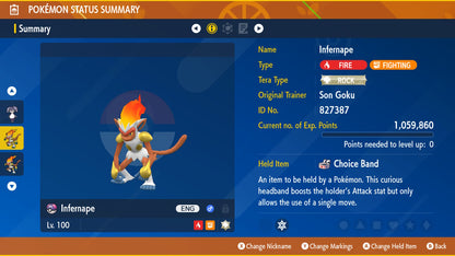 Pokemon Scarlet and Violet Infernape The Unrivaled 6IV-EV Trained