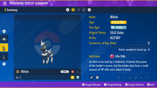 Pokemon Scarlet and Violet Shiny Blitzle 6IV-EV Trained - Pokemon4Ever