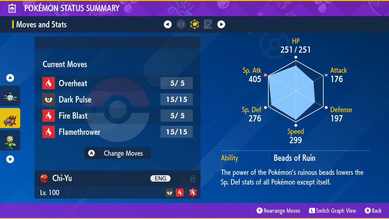 Pokemon Scarlet and Violet Shiny Chi-Yu 6IV-EV Trained - Pokemon4Ever