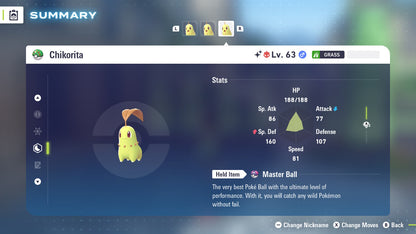 Pokemon Legends ZA Alpha Shiny Chikorita 6IV-EV Trained - Pokemon4Ever