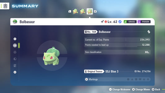 Pokemon Legends ZA Alpha Shiny Bulbasaur 6IV-EV Trained - Pokemon4Ever